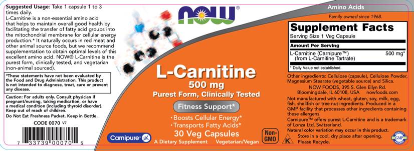 L-karnitinas 500 mg | CARNIPURE® - 30 kapsulių