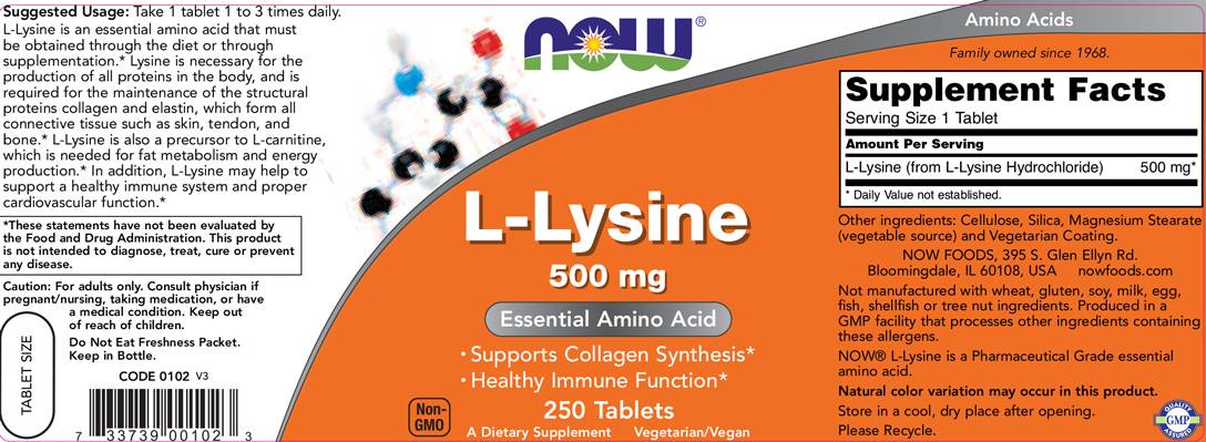 L -Lysine 500 mg - 250 comprimidos