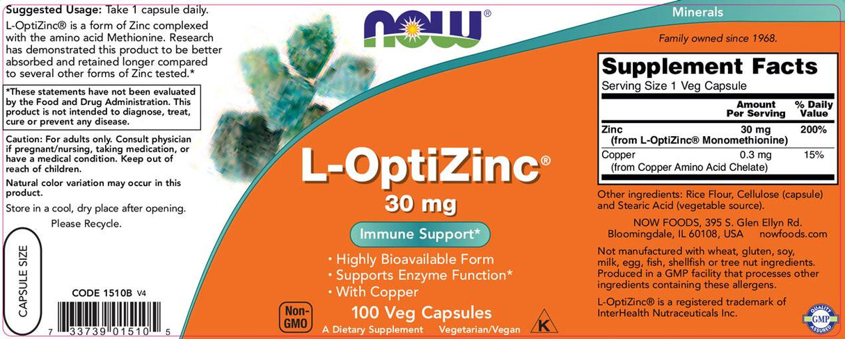 L-OptiZinc ® 30mg. / 100 Caps. - 0 - Feel You