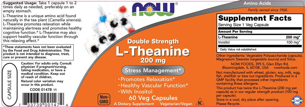 L -teanina 200 mg / podwójna siła - 120 kapsułek