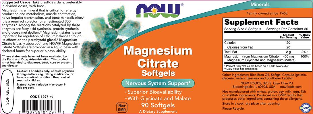 Magnesium Citrate Softgels - 180 Gel Capsules