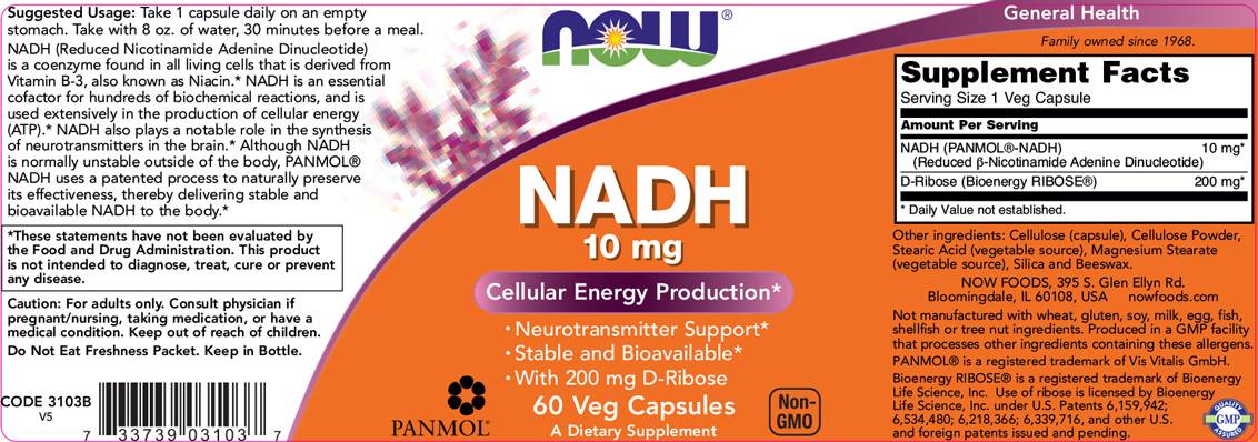 NADH 10 mg + 200 mg Ribose [60 капсули] - Feel You