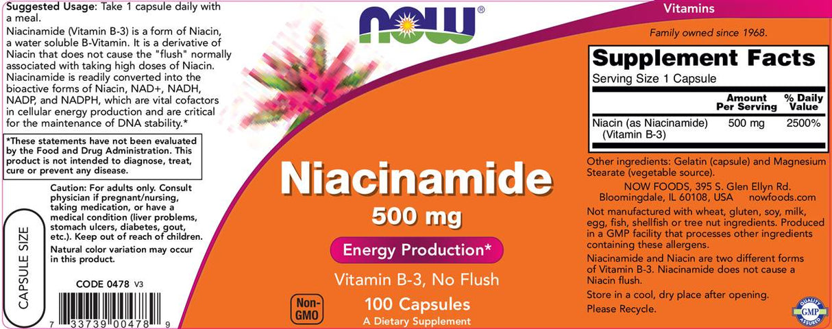 Niacinamidas 500 mg - 100 kapsulių