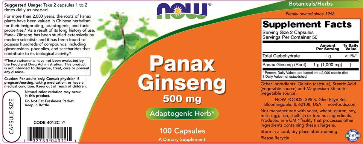 „Panax“ ženšenis 500 mg - 100 kapsulių