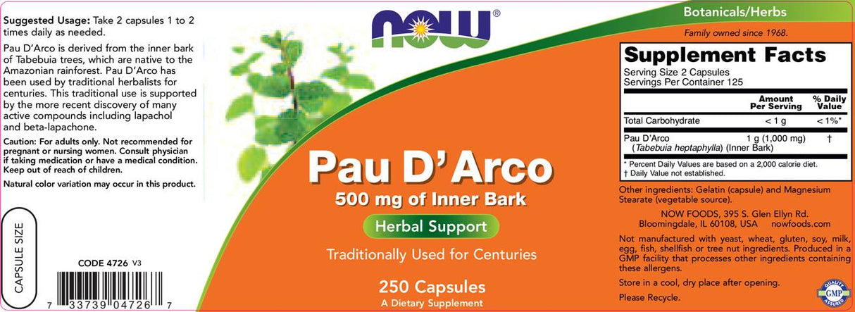 Pau d 'Arco 500 mg - 100 kapsulių