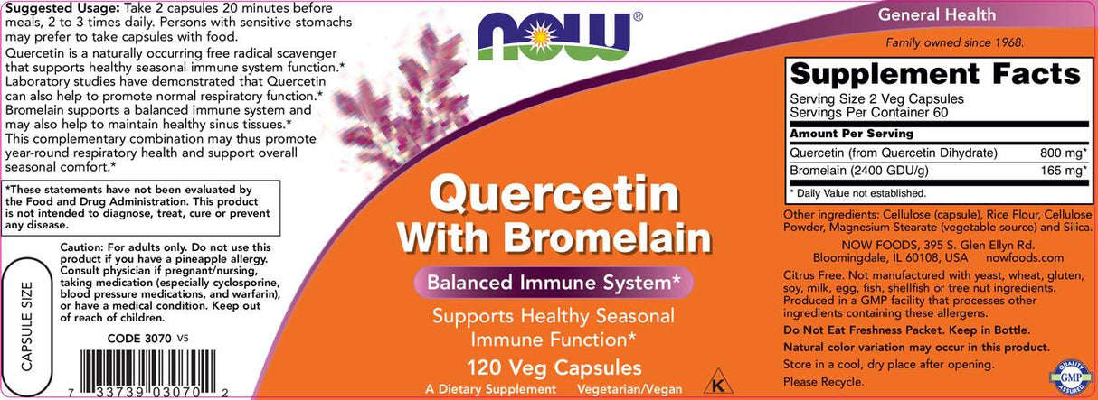 Quercetina com bromelain - 60 cápsulas