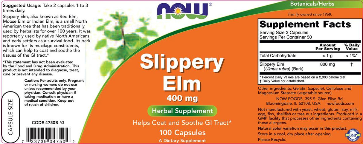 Slippery Elm 400 mg - 100 капсули - Feel You