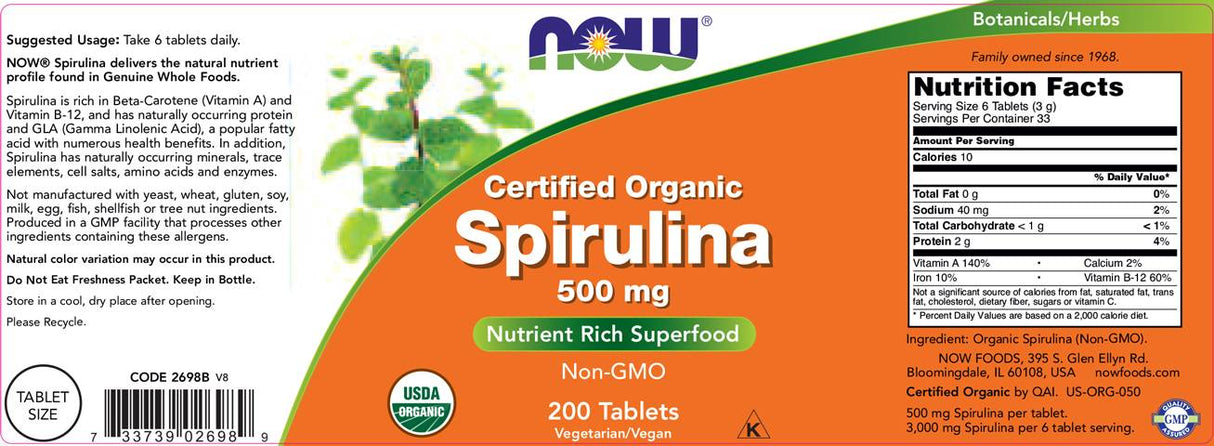 Spirulina 500 mg - 200 tablets