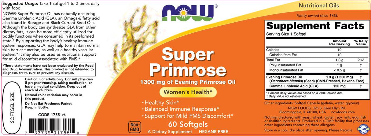 Super Primrose Oil 1300 mg - 60 gel capsules