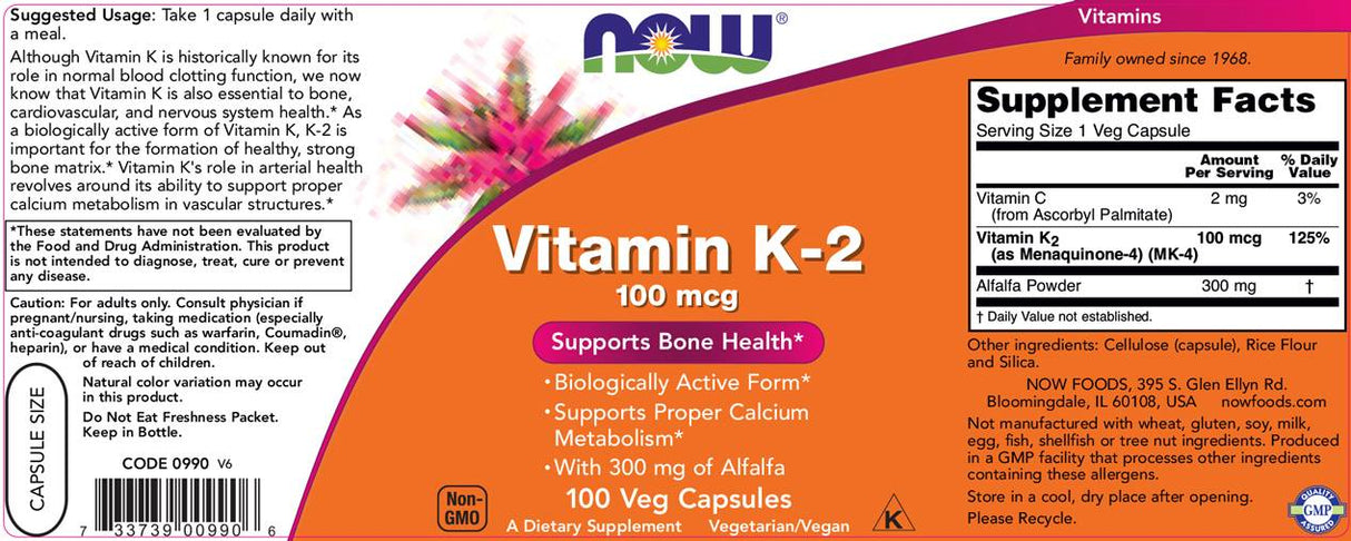 Vitamin K -2 100 MCG - 250 Kapselen