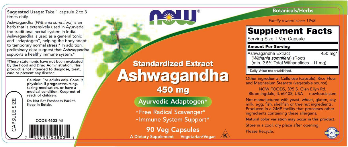 Ashwagandha ekstraktas 450 mg - 90 kapsulių