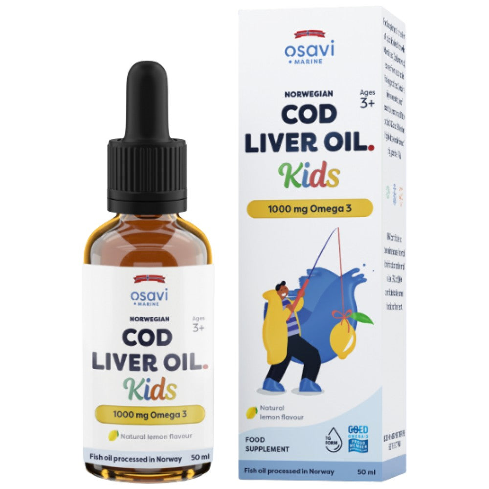 Norwegian COD Liver Oil Kids | Kapky Omega Omega Citroned Oparované kapky - 50 ml