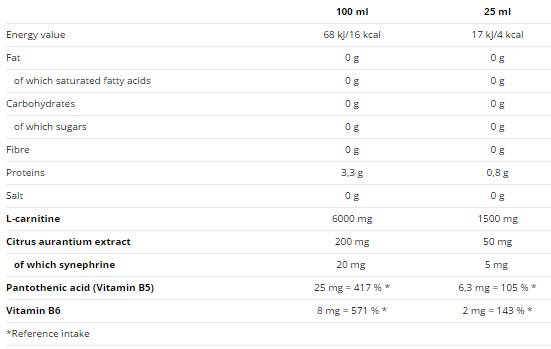 Carnitina 1500 + sinefrina 20 x 25 ml