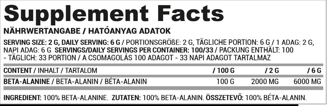 Beta Alanine Powder | 100% Pure - 200 grams