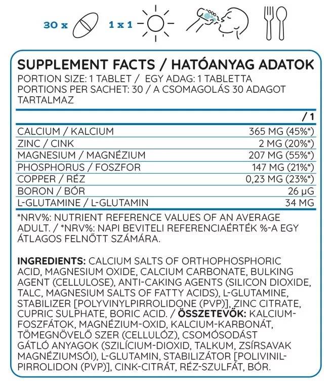 Ca/zn/mg | Fórmula de zinc de calcio magnesio - 30 tabletas