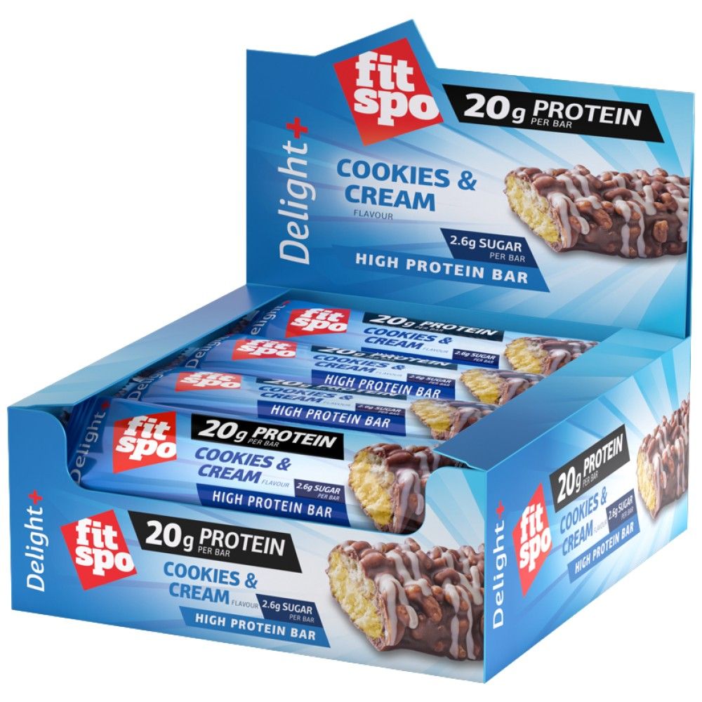 Delight+ eiwitbar koekjes en room - 12 x 60 gram