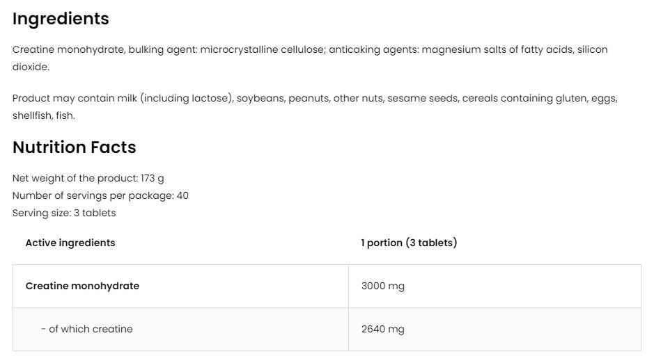 Creatine monomydrat Tabs 3000 - 300 Pëllen