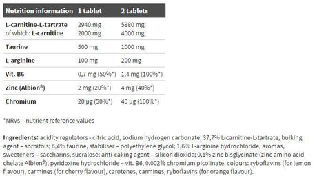 Endurance L -Carnitina 4000 Potenza effervescente - 15 compresse solubili