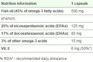 „Omega 3 Plus Vit“ yra 45–120 kapsulių