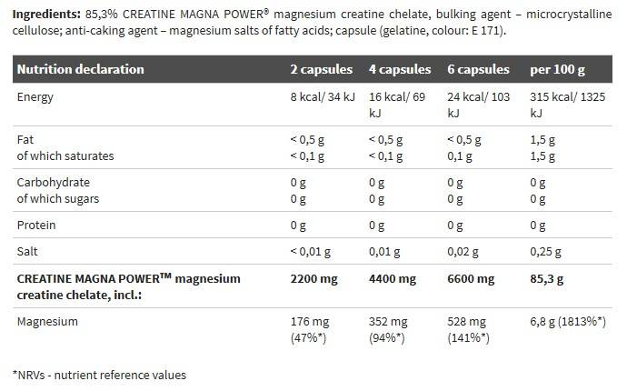 Kreatiin Magna Power - 120 kapslit