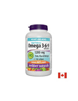 Omega 3-6-9 Acides gras essentiels - équilibre hormonal, fonction cardiaque et cérébrale, capsules de soft-softgel de 1200 mg x 150