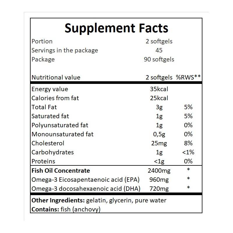 Omega 3 / alta resistenza al 70% olio di pesce - 90 capsule gel