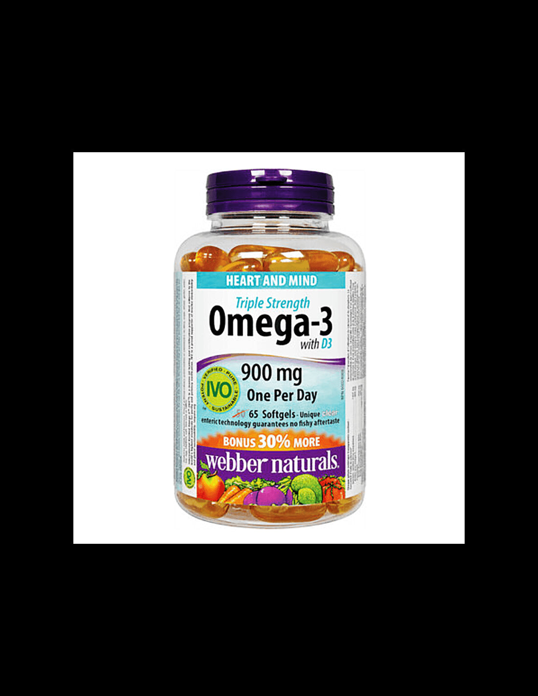 Omega-3 Triple Strength + Vitamin D3 - Омега-3 (тройна концентрация) + Витамин D3 1000 IU, 65 софтгел капсули - Feel You