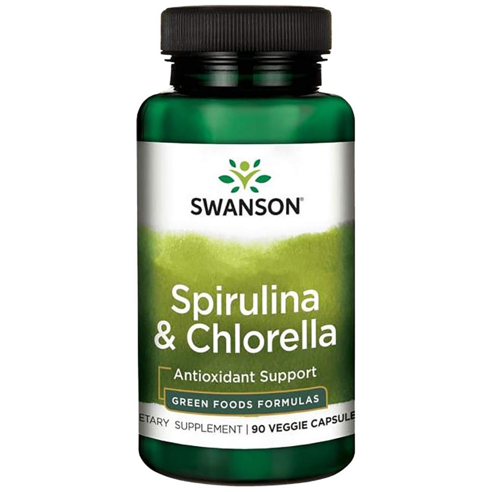 Feito com Spirulina orgânica e Chlorella 400 mg 90 cápsulas