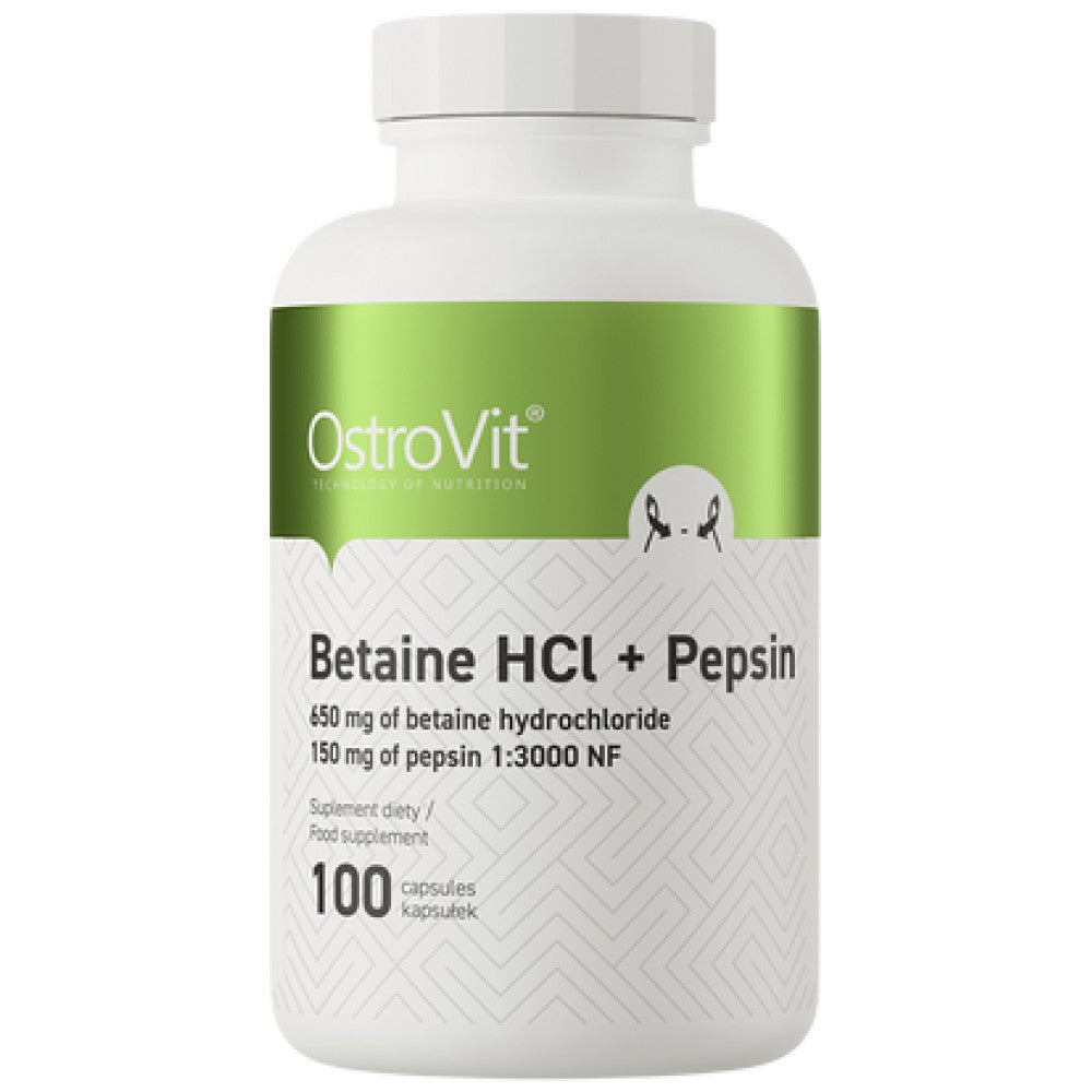 Betaine HCl + Pepsin 100 kapsulės