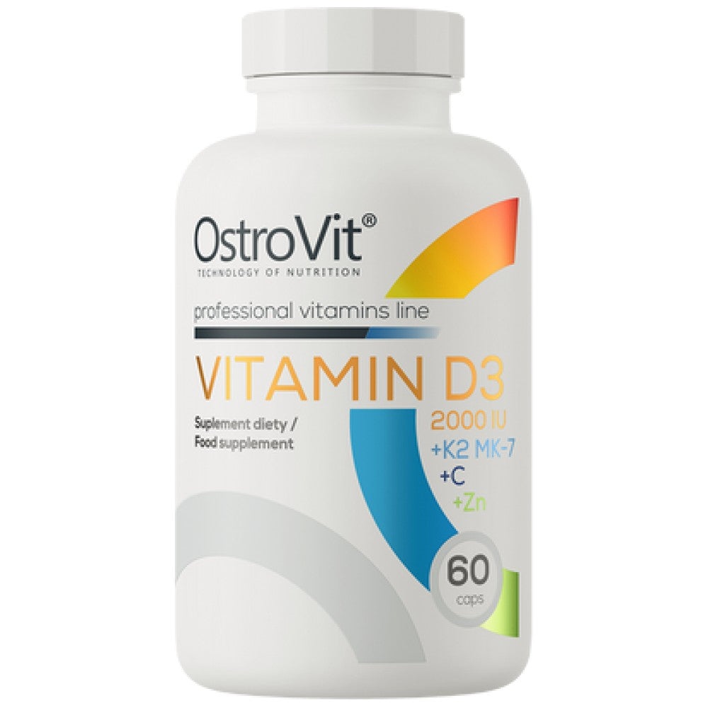 Vitamina D3 2000 + K2 MK-7 / + Vitamina C + Zinco 60 Cápsulas