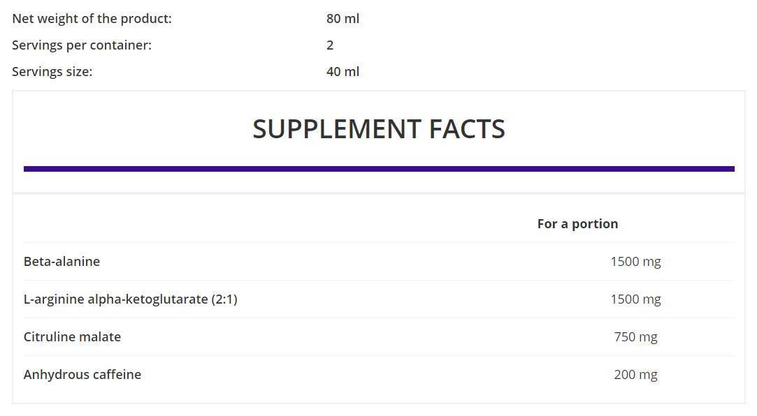 Pre -Workout -Schuss - 20 x 80 ml