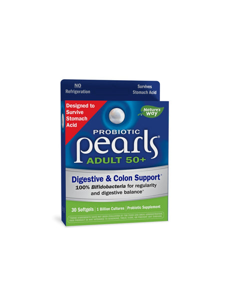 Pearls® Probiotic 50+ Adult - Пърлс® пробиотик за възрастни 50+, 1 млрд. активни пробиотици, 30 софтгел капсули - Feel You