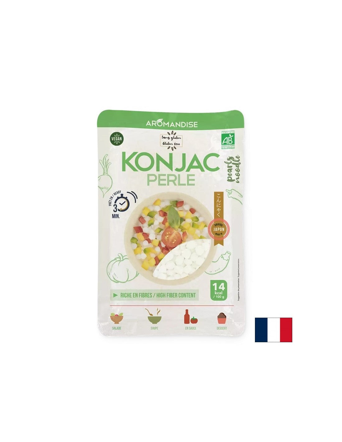 Dietary gluten-free pearls – 3 minutes cooking - From konjac flour and rice flour, 150 g