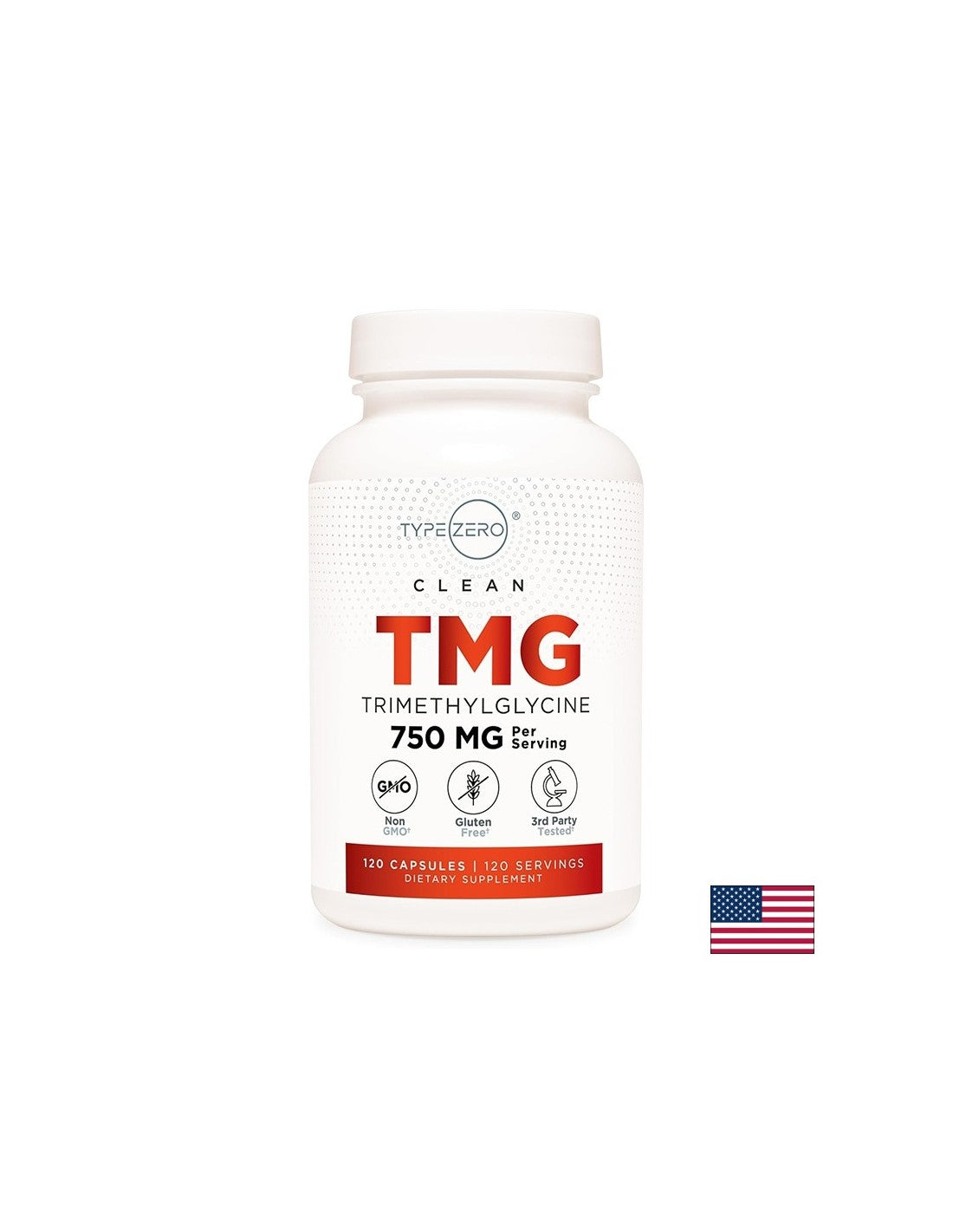 Támogatja a normál homocisztein szintet - TMG (trimetil -glicin) Typerzero ™, 750 mg x 120 kapszula