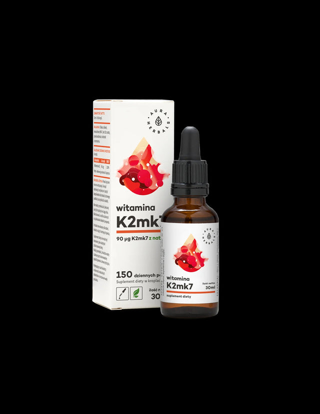 Подобрява плътността на костите - Витамин К2 (МК7), 30 ml капки Aura Herbals - Feel You