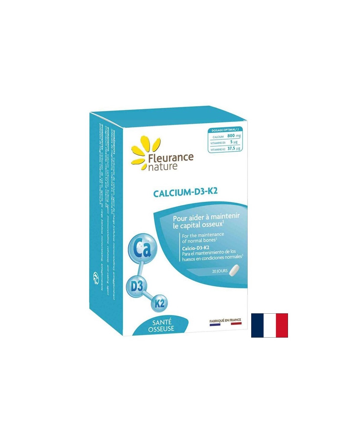 Supports bones and teeth - Calcium + Vitamin D3, K2, 60 tablets