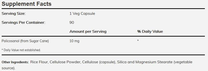 Policosanool 10 mg - 90 kapslit