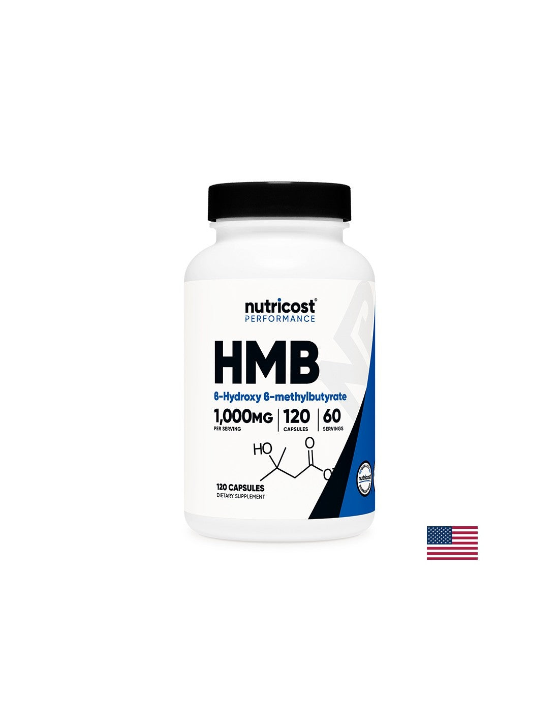 Para deportistas activos - HMB (Beta-hidroxi-beta-metilbutirato), 500 mg/120 cápsulas, 60 dosis <tc>Nutricost</tc>