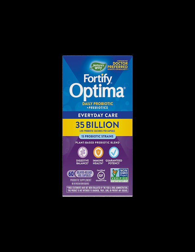 Fortify™ Optima® Daily Probiotic + Prebiotic - Фортифай пробиотик + пребиотици, 35 милиарда активни пробиотици, 60 капсули Nature’s Way - Feel You