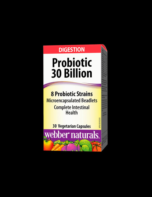 Probiotic 30 billion / 8 Probiotic Strains / Пробиотик, 30 млрд. активни пробиотици, 8 пробиотични щама, 30 капсули Webber Naturals - Feel You