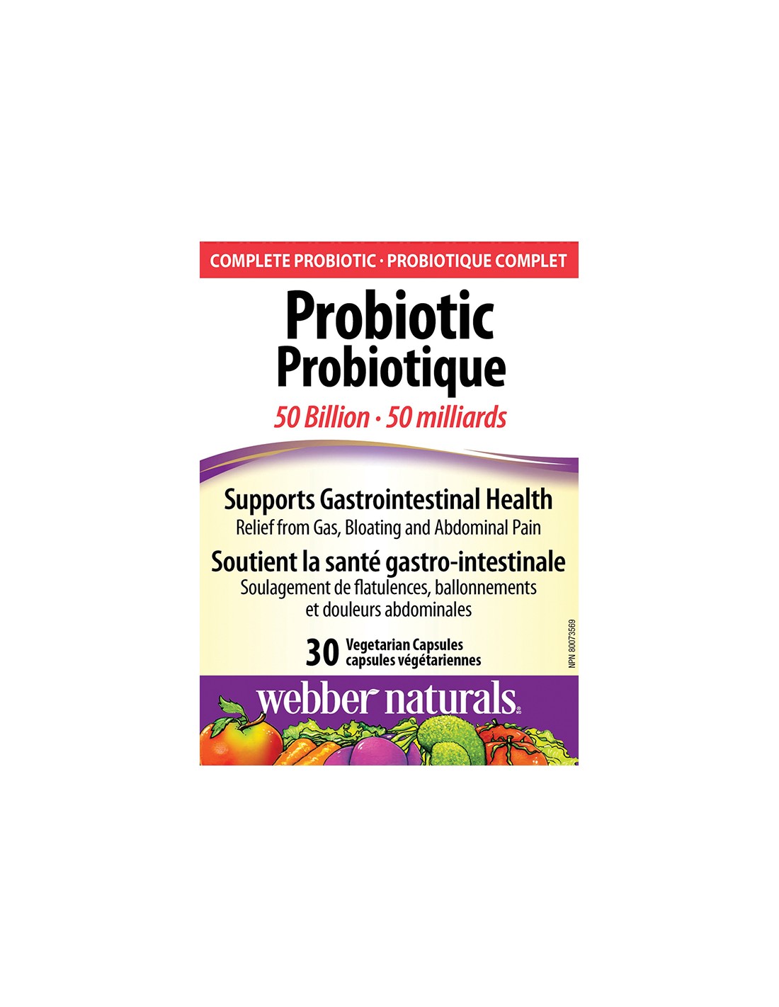 Probiotic 50 Billion - Пробиотик 50 млрд. активни пробиотици, 10 щама, 30 капсули Webber Naturals - Feel You