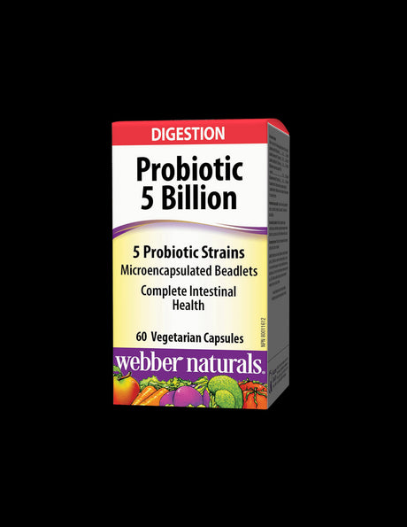 Probiotic/ Пробиотик 5 щама, 5 млрд. активни пробиотици х 60 капсули Webber Naturals - Feel You