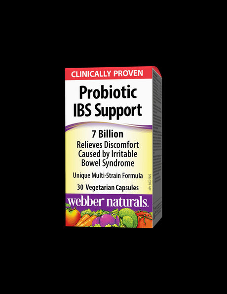 Probiotic IBS Support/ Пробиотик IBS 4 щама, 7 млрд. активни пробиотици х 30 капсули Webber Naturals - Feel You