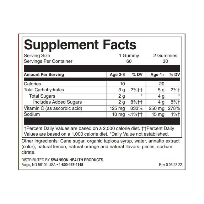 Vaikų vitamino C gumai - 60 želė saldainių