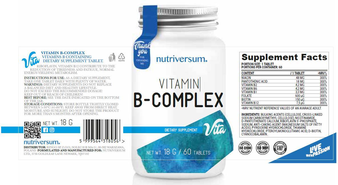 B -vitamin -komplex - 30 tabletta