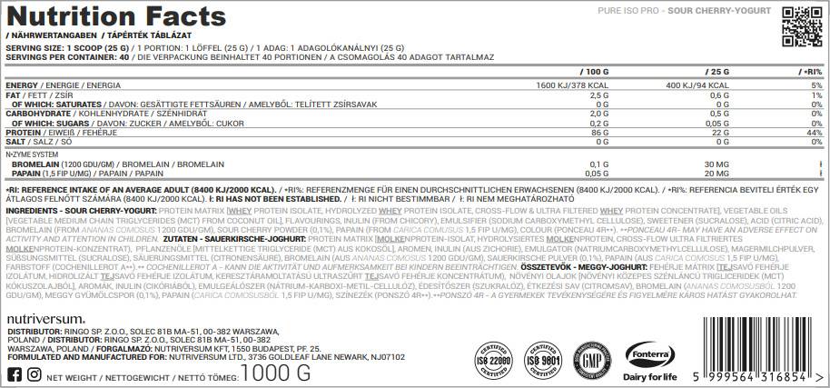 ISO Pro Pure Whey | Izolați cu sistemul n -zime - 1000 de grame