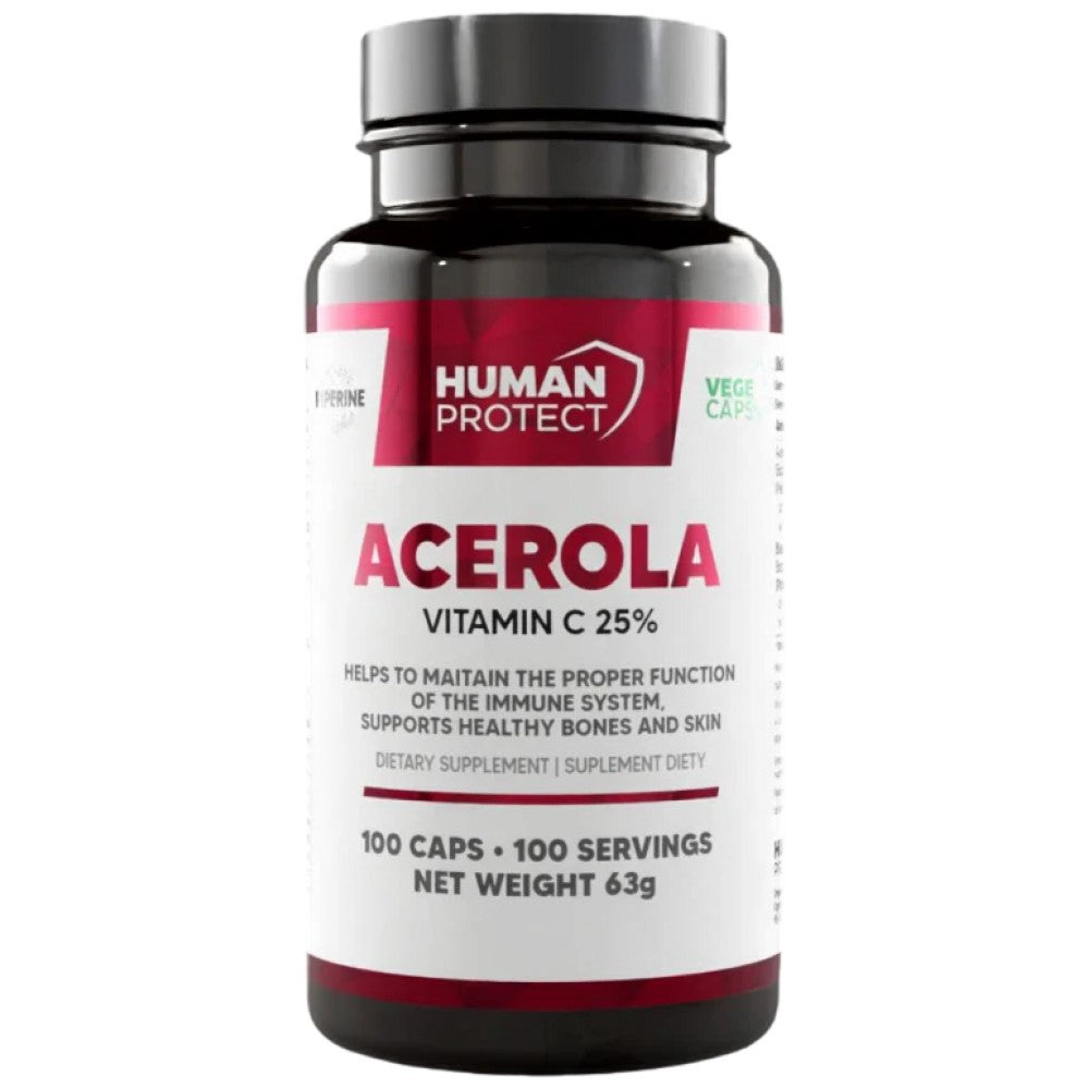 Acerola 500 mg | Natural Source of Vitamin C - 100 капсули - Feel You