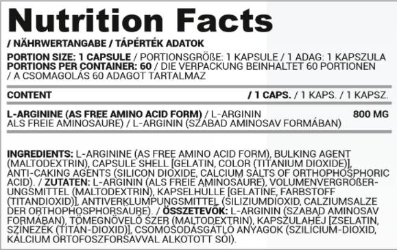 L-Arginine 800 mg - 60 капсули - Feel You