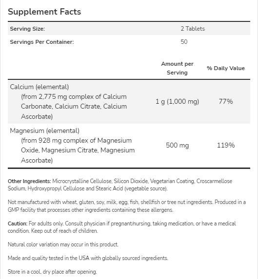 Kaltsium ja magneesium 2: 1 - 250 tabletti