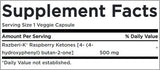 Razberi -K 500 mg / máximo de cetonas de framboesa de força - 60 cápsulas